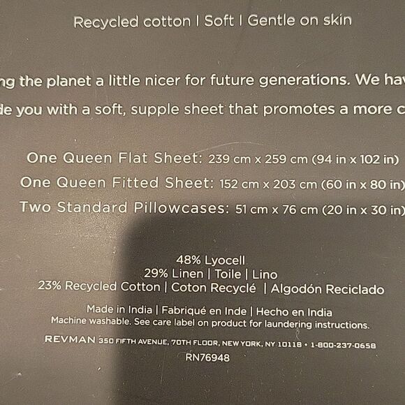 Vera Wang Warm Grey Sheet Set,Queen - Picture 5 of 6